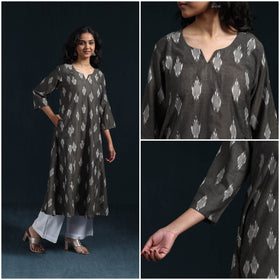 Cotton a-line pochampally ikat kurta for women 03