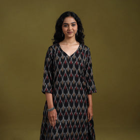 Cotton a-line pochampally ikat kurta for women 24