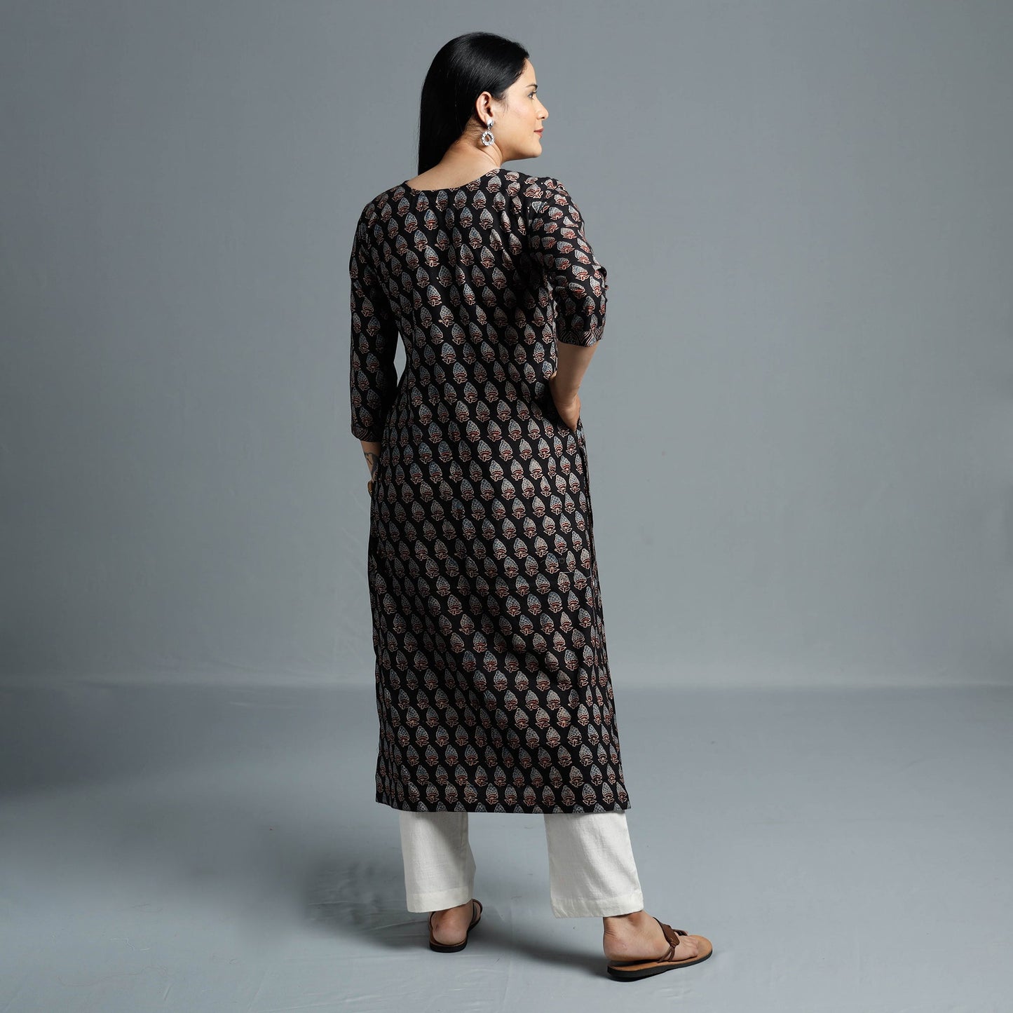 Buy Ajrakh Block Printed Cotton Long Kurta Online l iTokri.com