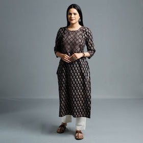 Buy Ajrakh Block Printed Cotton Long Kurta Online l iTokri.com