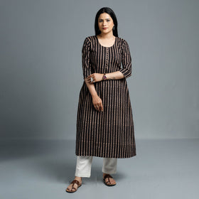  Ajrakh Block Printed Cotton Long Kurta for Women