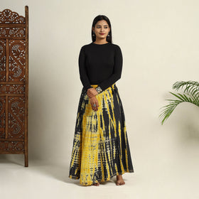 Buy Black Cotton Long Shibori Tie-Dye Skirt