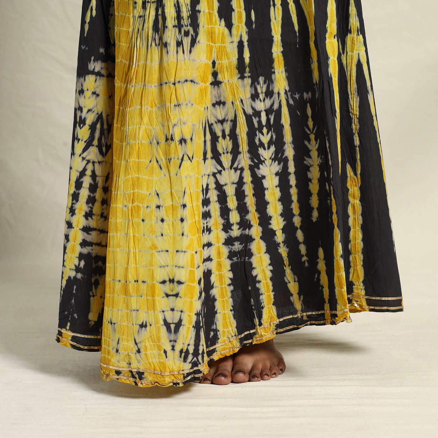 Buy Black Cotton Long Shibori Tie-Dye Skirt