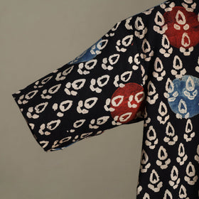 Black Block Print Cotton Men Half Sleeve Ajrakh Shirt