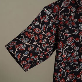 Black Block Print Cotton Men Half Sleeve Ajrakh Shirt