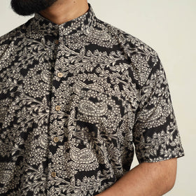 Black - Cotton Men Kalamkari Print Shirt 03