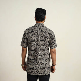 Black - Cotton Men Kalamkari Print Shirt 03