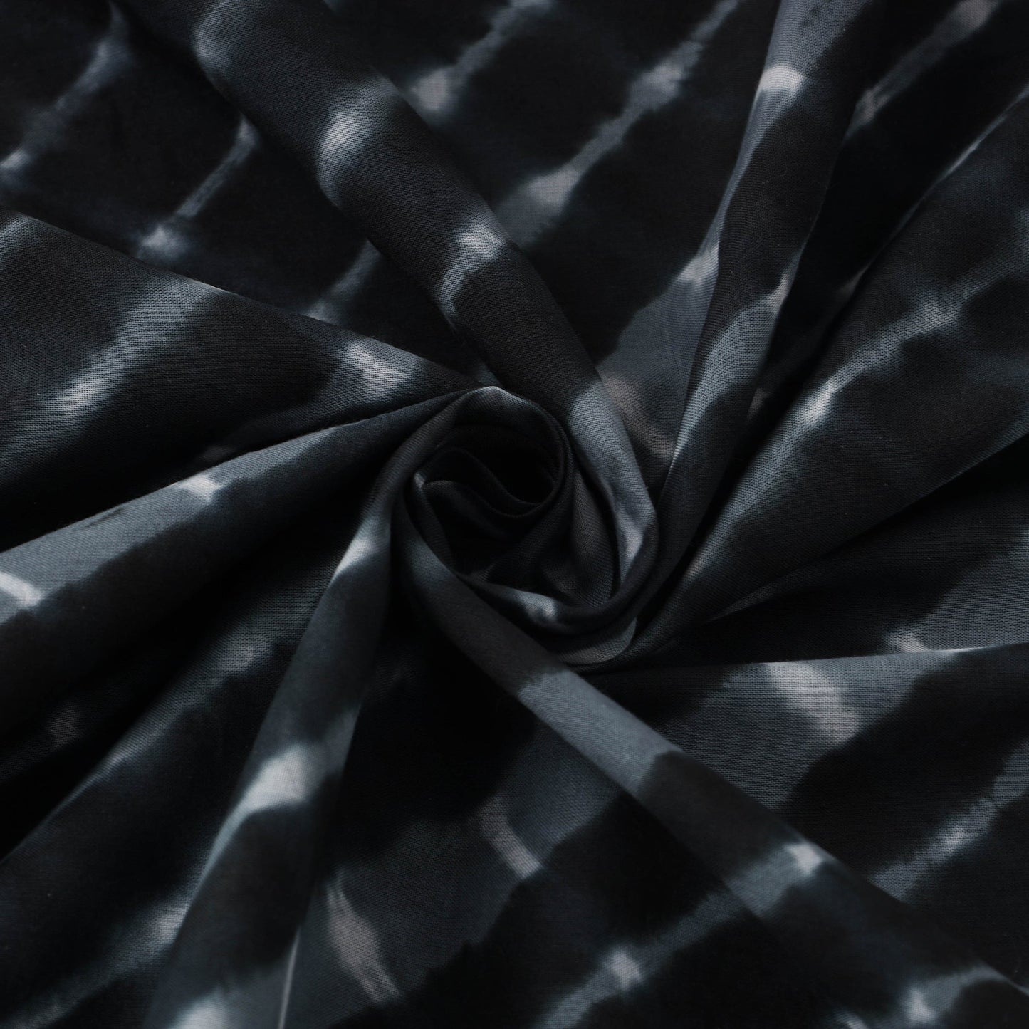 Black Cotton Mothra Tie-Dye Leheriya Fabric