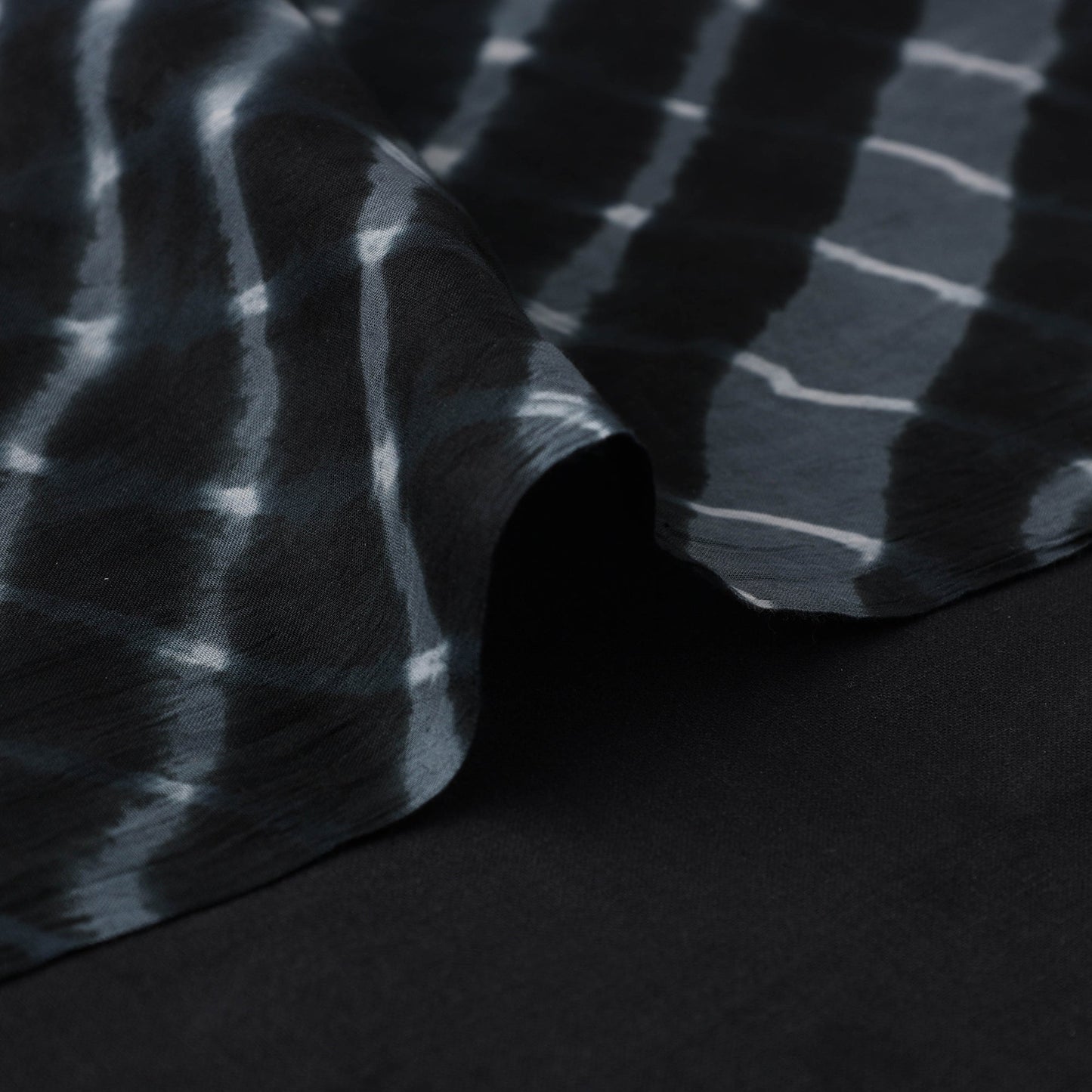 Black Cotton Mothra Tie-Dye Leheriya Fabric