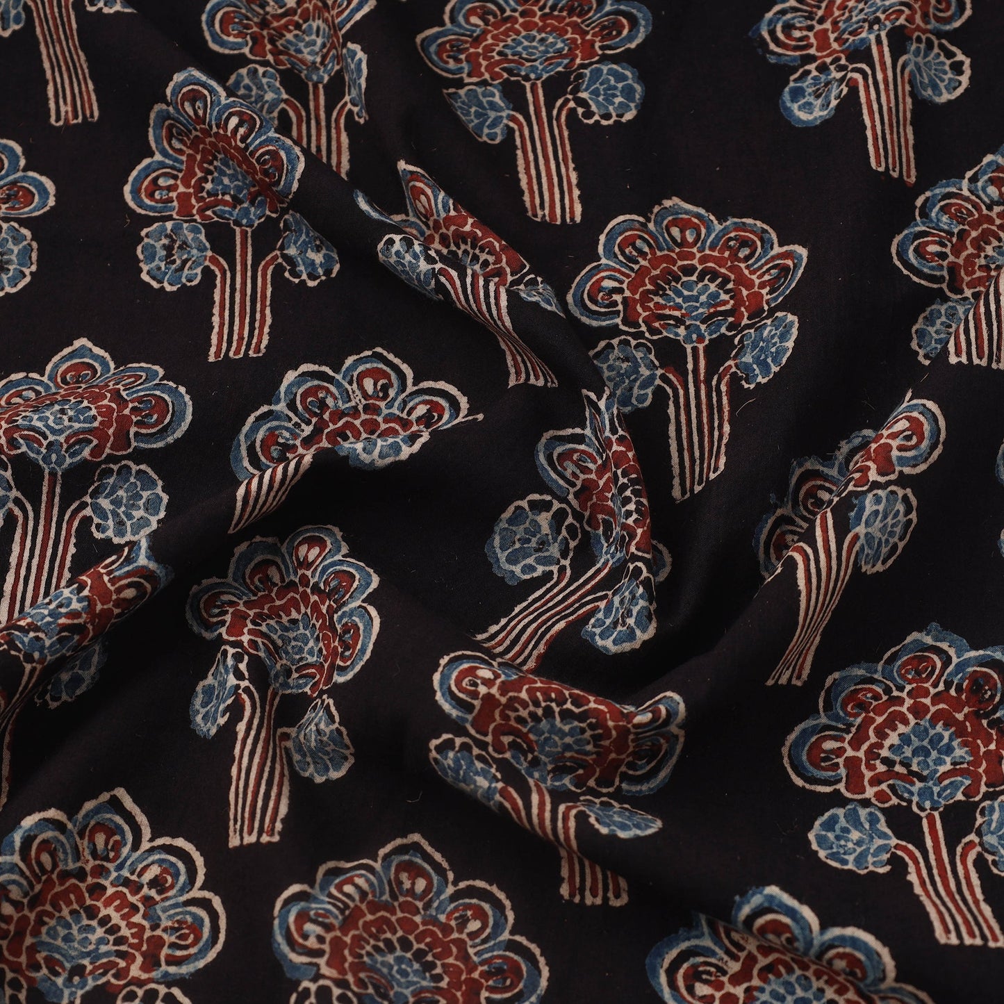  Block Print Cotton Natural Dyed Black Ajrakh Fabric