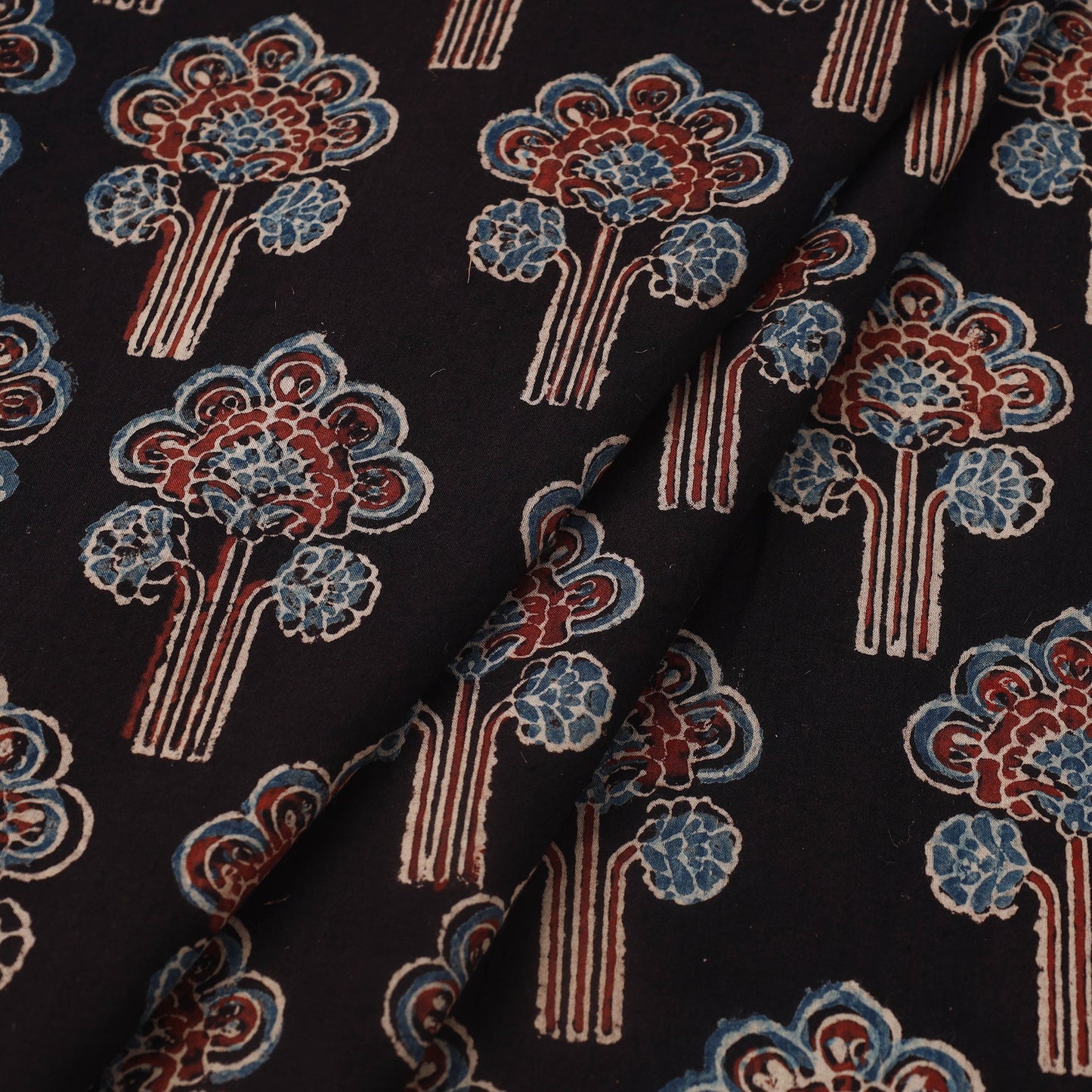  Block Print Cotton Natural Dyed Black Ajrakh Fabric