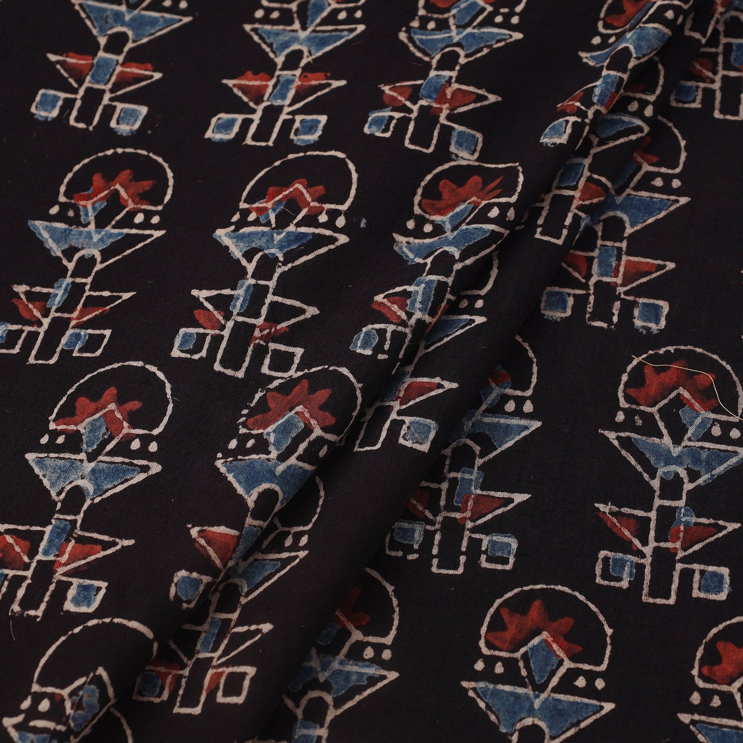  Block Print Cotton Natural Dyed Black Ajrakh Fabric