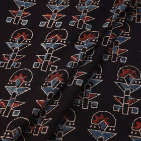  Block Print Cotton Natural Dyed Black Ajrakh Fabric
