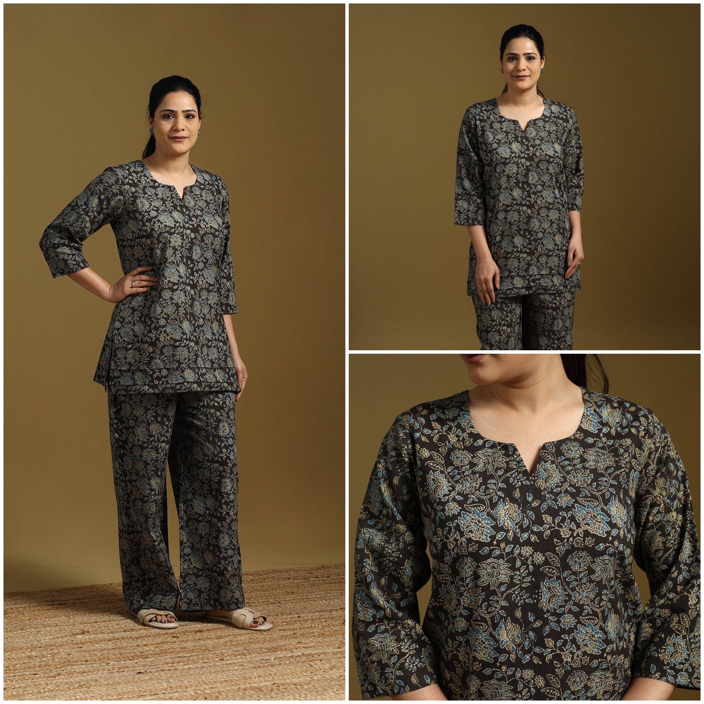 Cotton natural dyed co-ord set 08 - handcrafted