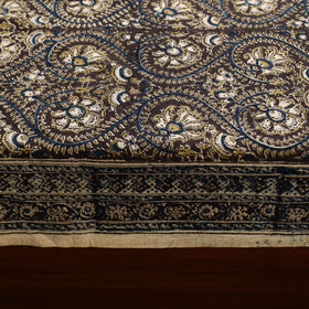 Black - cotton pedana kalamkari bed sheet 15 - handcrafted
