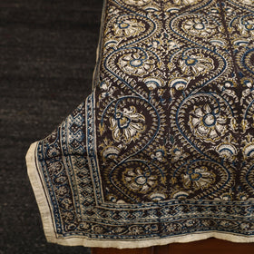 Black - cotton pedana kalamkari bed sheet 15 - handcrafted