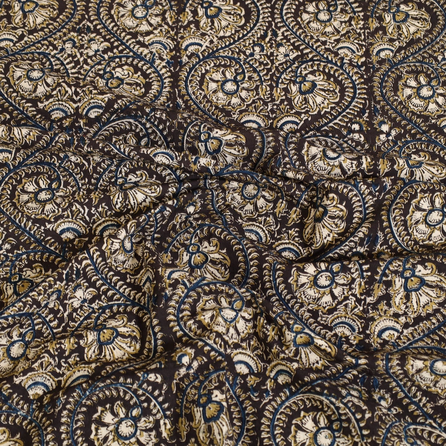 Black - cotton pedana kalamkari bed sheet 15 - handcrafted