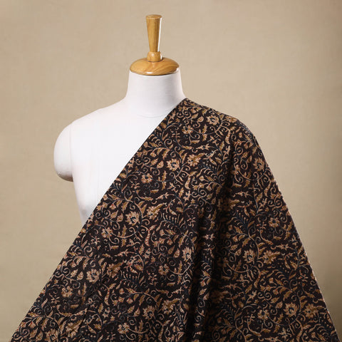  Black Block Print Cotton Pedana Kalamkari Fabric