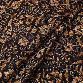  Black Block Print Cotton Pedana Kalamkari Fabric