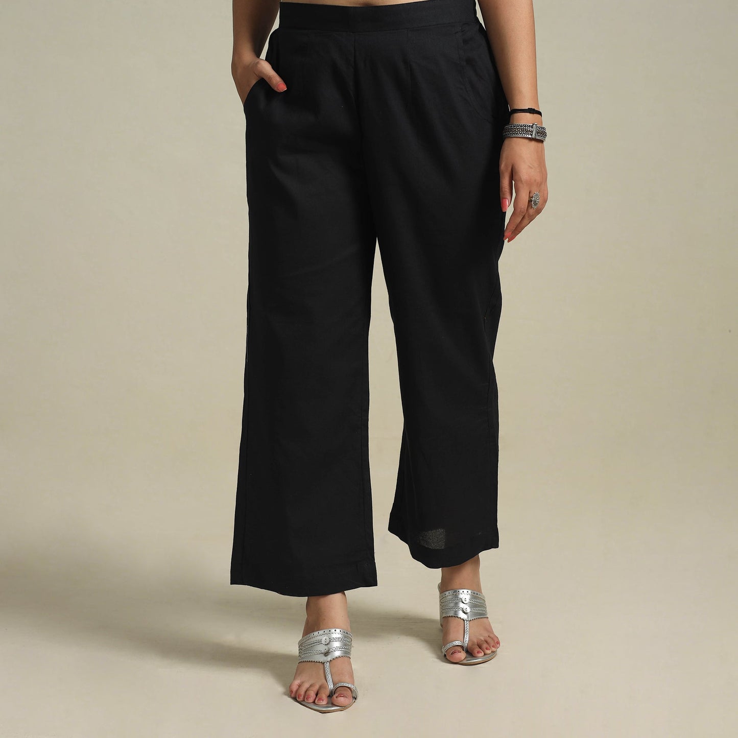 Black Cotton Plain Palazzo
