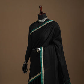 Black - cotton plain saree with thread border 40