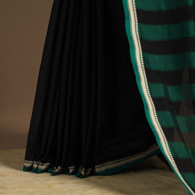 Black - cotton plain saree with thread border 40
