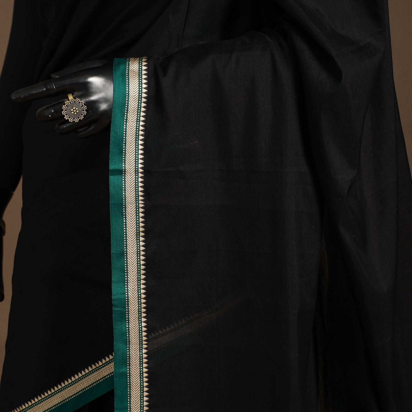 Black - cotton plain saree with thread border 40
