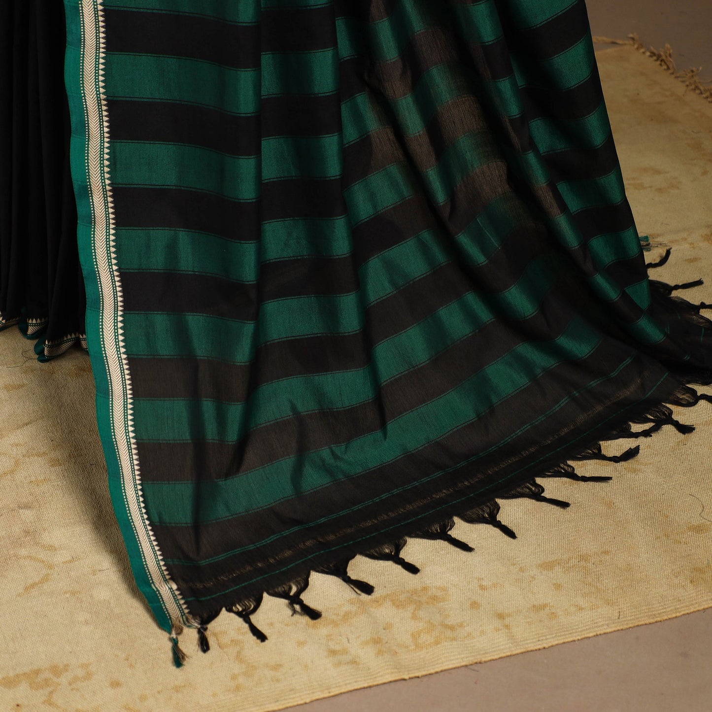 Black - cotton plain saree with thread border 40