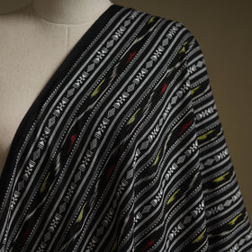 Black - cotton pochampally dabi ikat fabric 01 - handcrafted