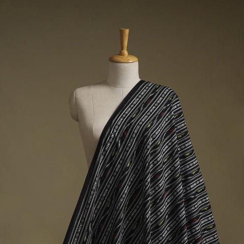 Black - cotton pochampally dabi ikat fabric 01 - handcrafted