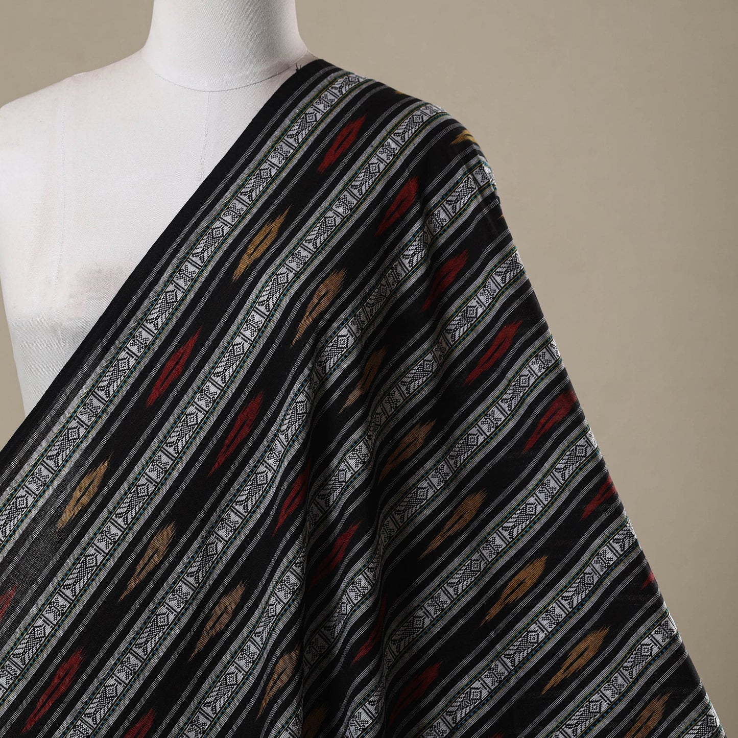 Cotton pochampally dabi ikat fabric 05 - handcrafted