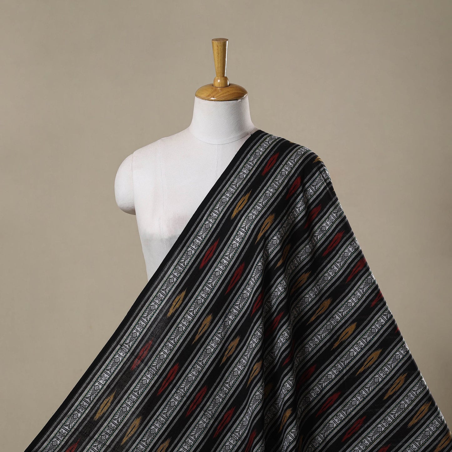 Cotton pochampally dabi ikat fabric 05 - handcrafted