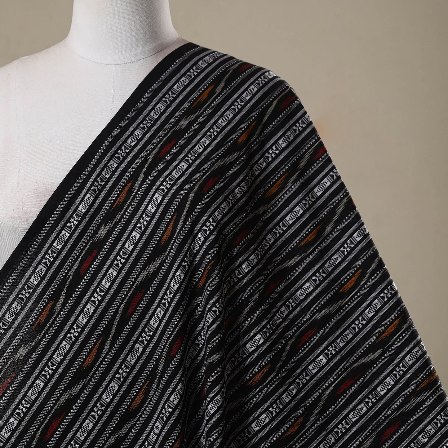 Cotton pochampally dabi ikat fabric 07 - handcrafted