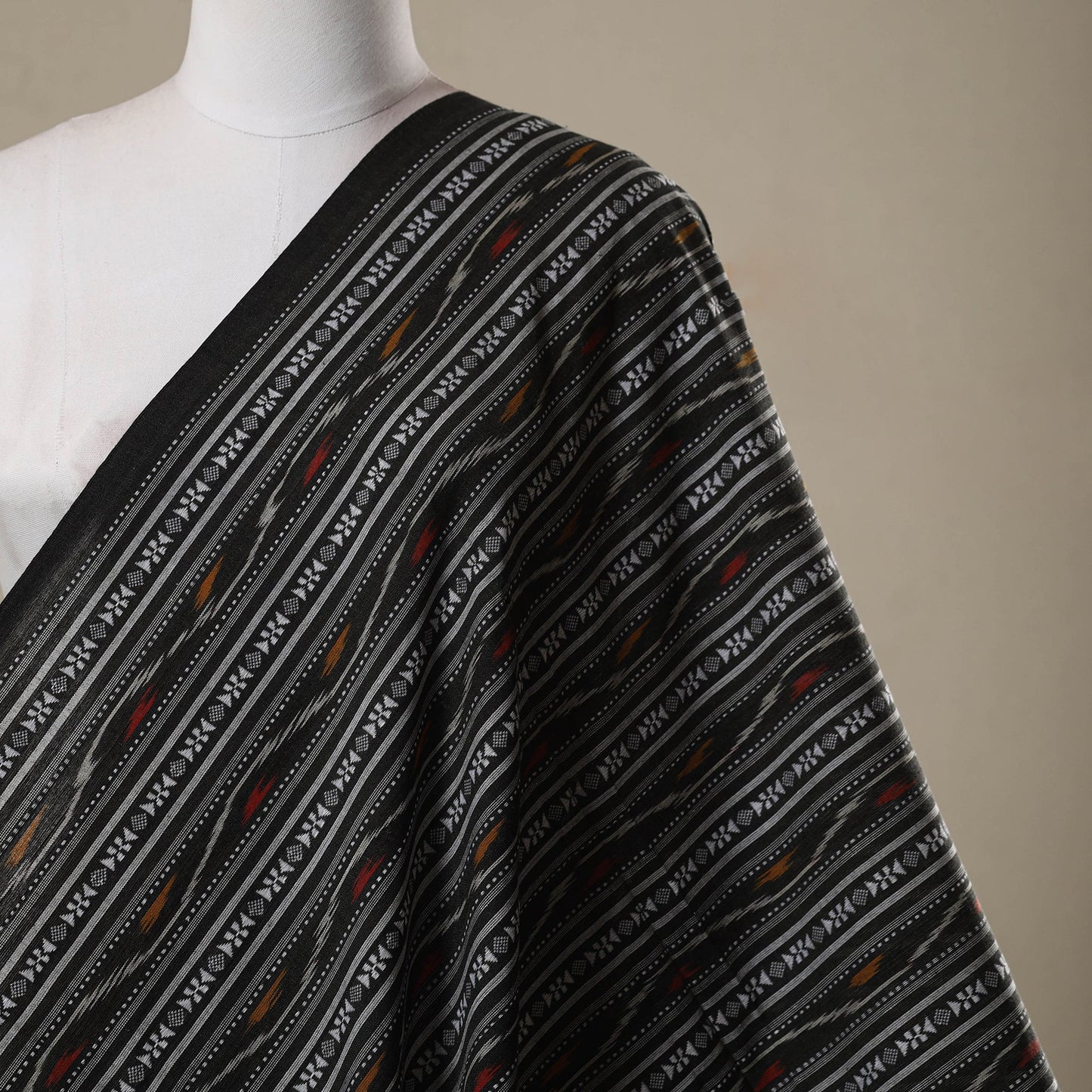 Cotton pochampally dabi ikat fabric 09 - handcrafted