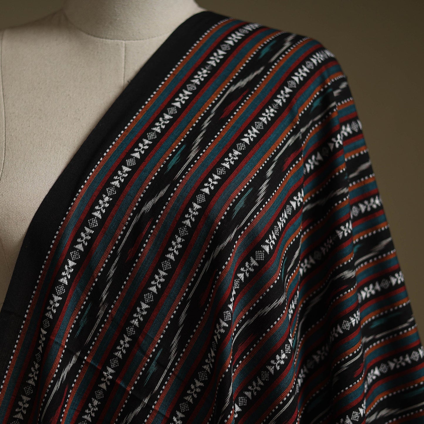 Cotton pochampally dabi ikat fabric 11 - handcrafted