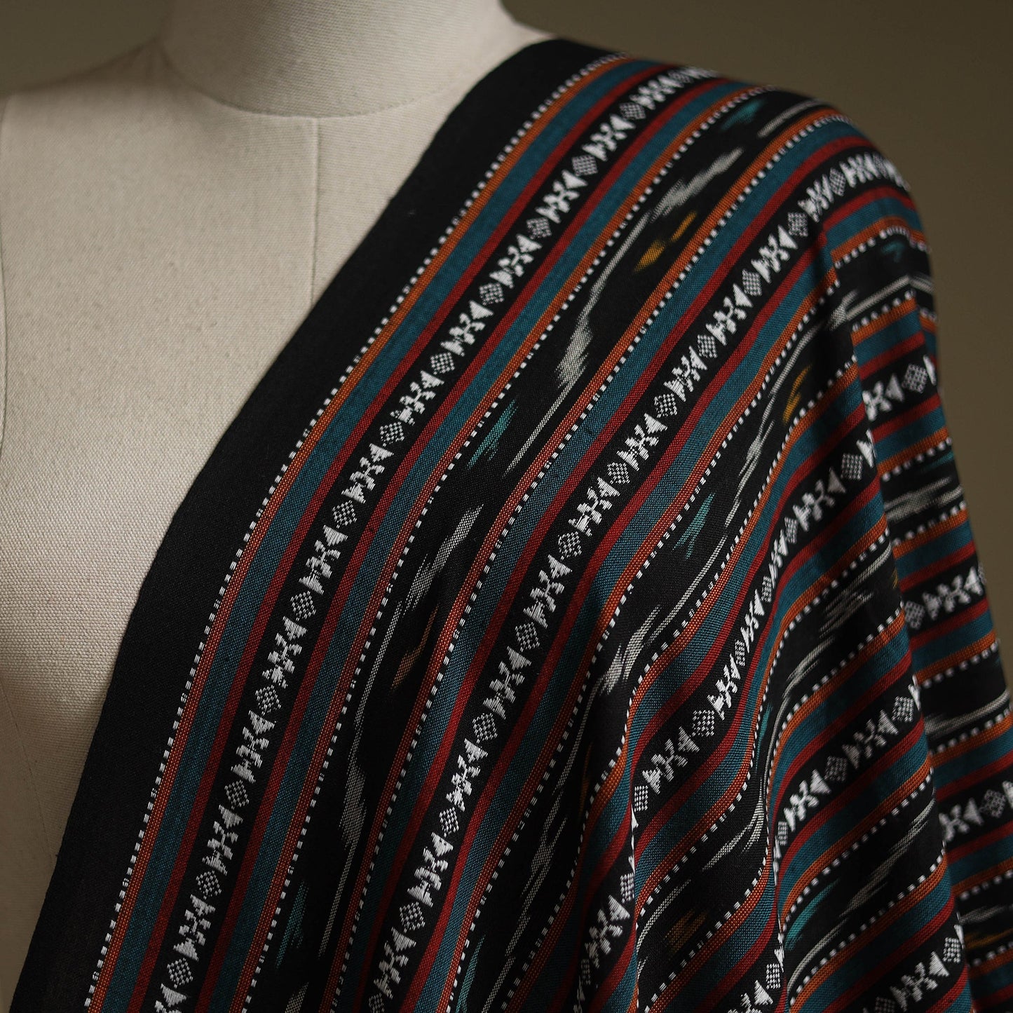 Cotton pochampally dabi ikat fabric 19 - handcrafted