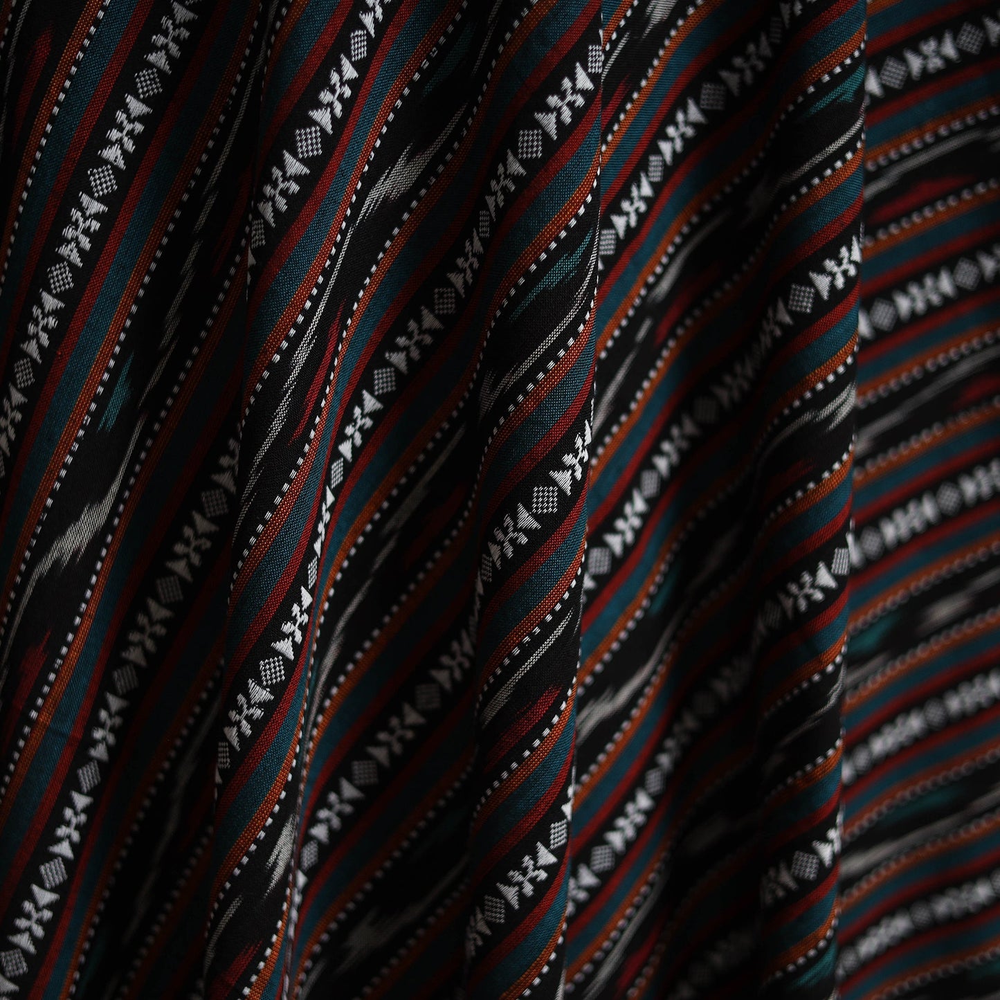 Cotton pochampally dabi ikat fabric 25 - handcrafted