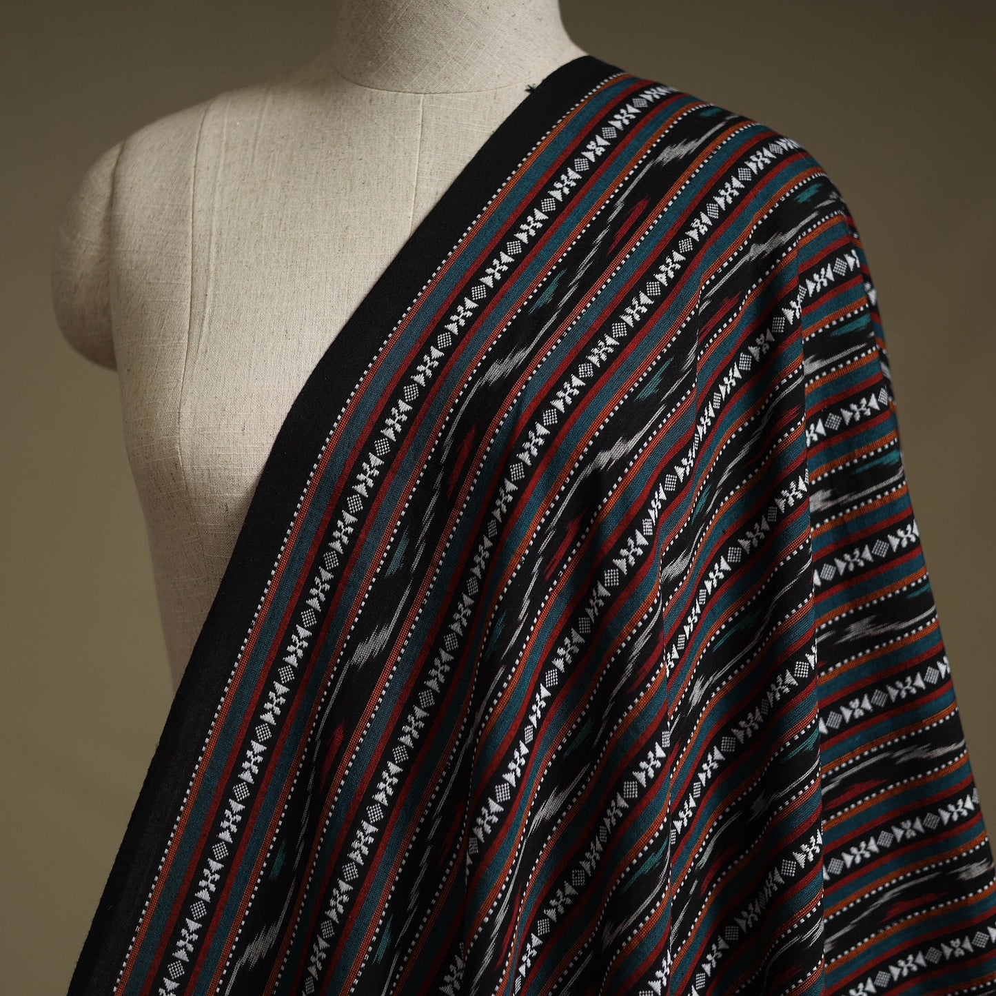 Cotton pochampally dabi ikat fabric 25 - handcrafted
