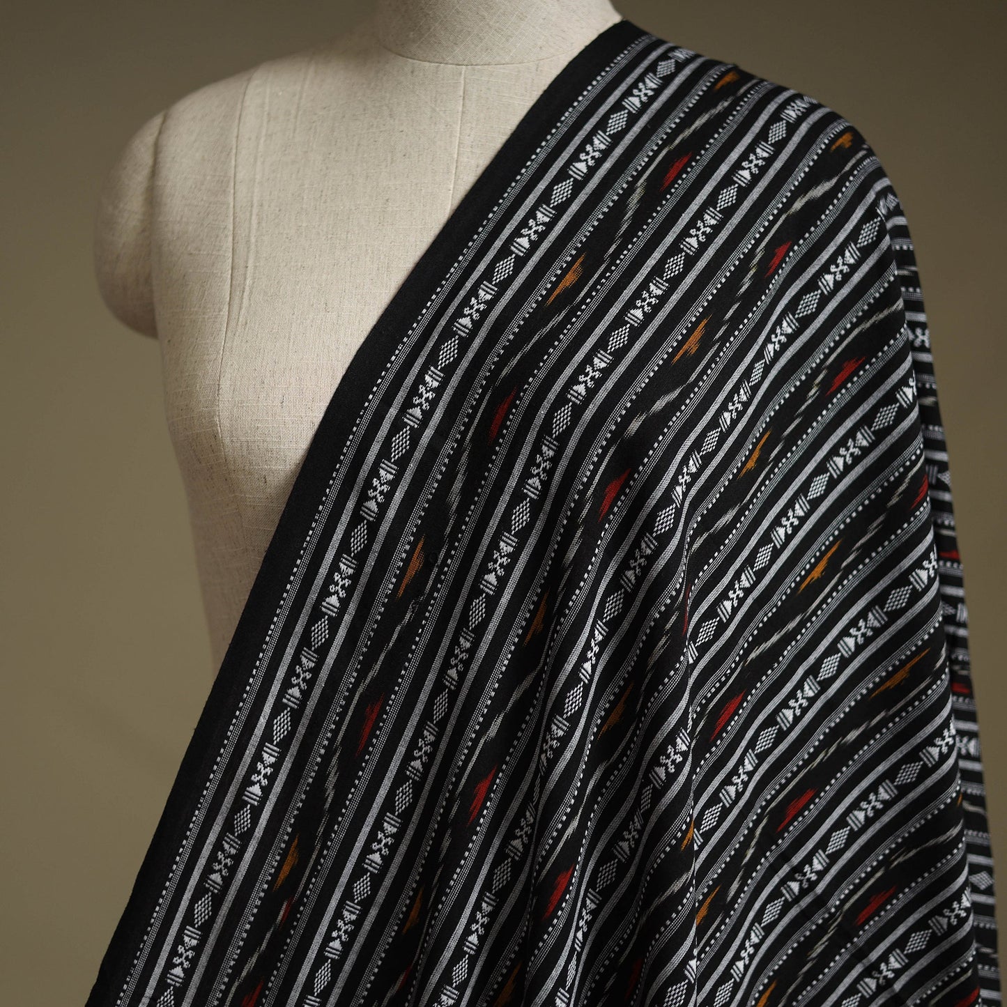 Cotton pochampally dabi ikat fabric 28 - handcrafted