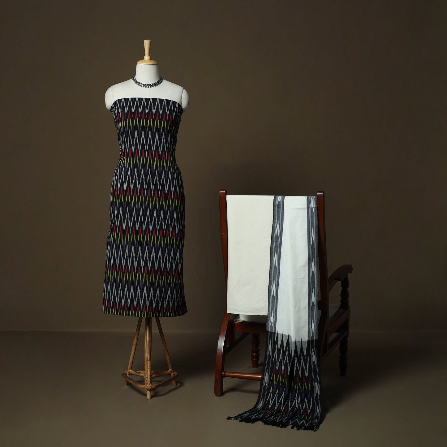 Handloom cotton pochampally ikat 3pc unstitched dress
