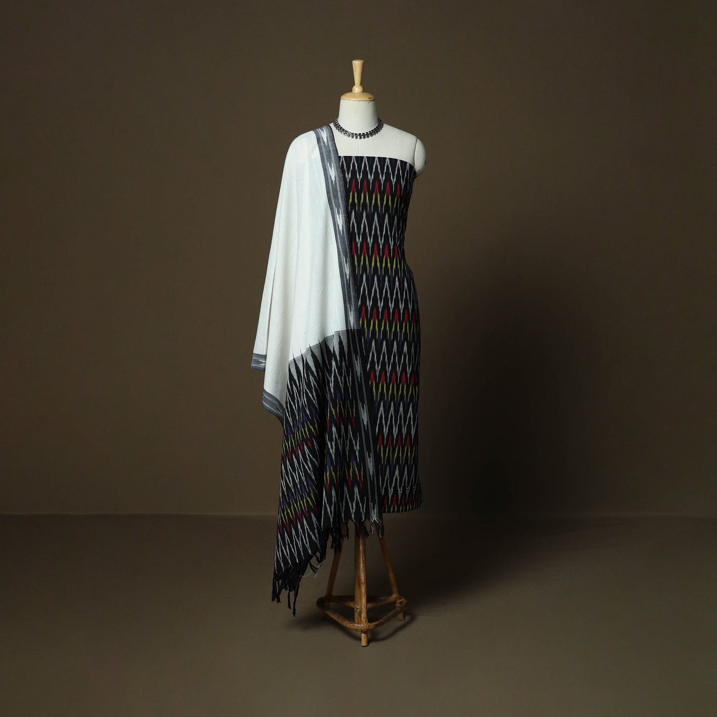 Handloom cotton pochampally ikat 3pc unstitched dress