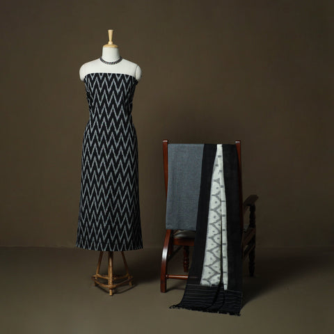 Handloom cotton pochampally ikat 3pc unstitched dress