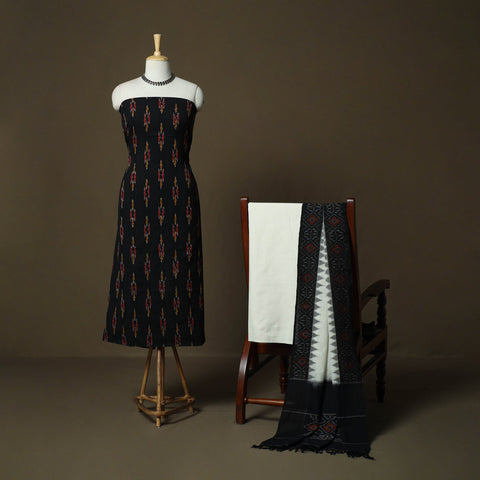 Handloom cotton pochampally ikat 3pc unstitched dress