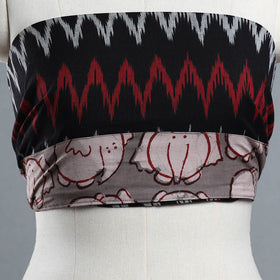 Black - cotton pochampally ikat blouse piece 03