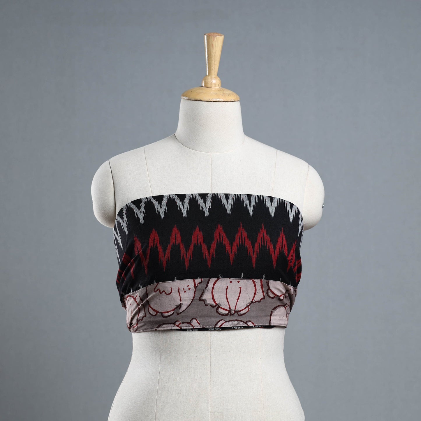 Black - cotton pochampally ikat blouse piece 03