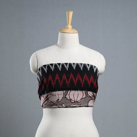 Black - cotton pochampally ikat blouse piece 03