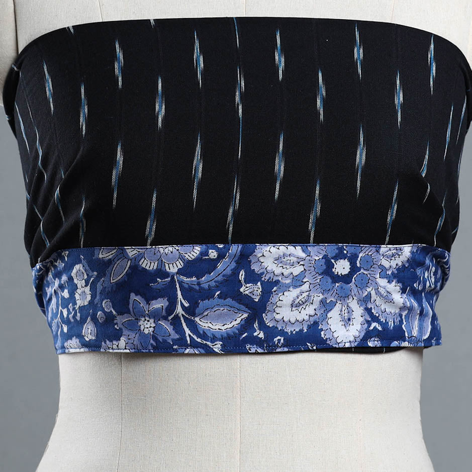 Black - cotton pochampally ikat blouse piece 09