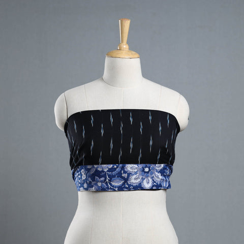 Black - cotton pochampally ikat blouse piece 09