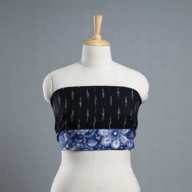 Black - cotton pochampally ikat blouse piece 09