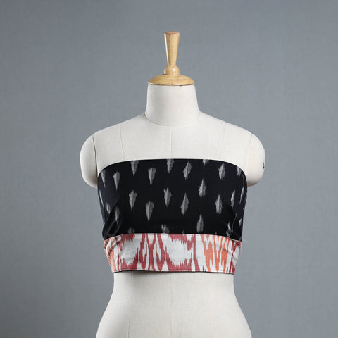 Black - cotton pochampally ikat blouse piece 39